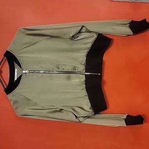 Zara Cropped Satin Bomber Jacket Size M